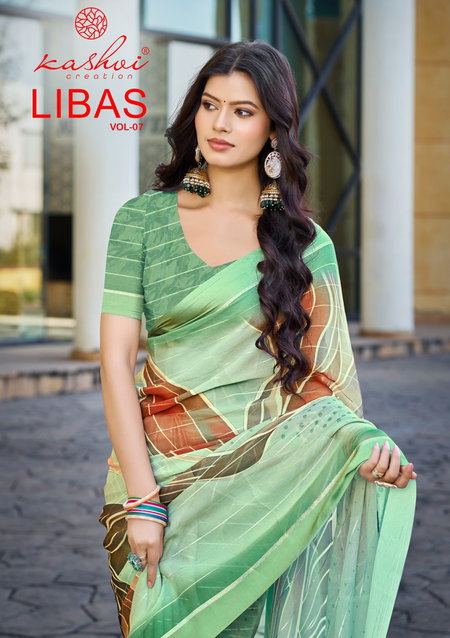 Libas Vol 7 By Kashvi Dull Moss Bulk Daily Wear Saree Orders In India

